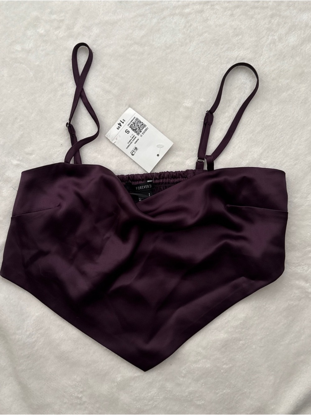 Forever 21 Plum Satin Pointed-Hem Bandeau Cami